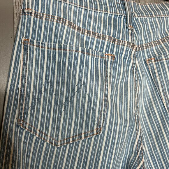 Mother Jeans The Triple Tomcat Ankle Striped Blue and White Orange Yo Glad Sz 28 - Picture 6 of 14
